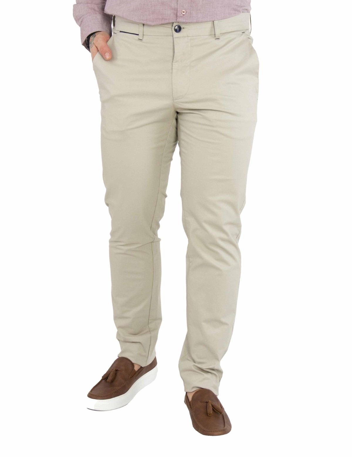 Trial ανδρικό μπεζ υφασμάτινο Chinos παντελόνι 23 Logan φωτογραφία